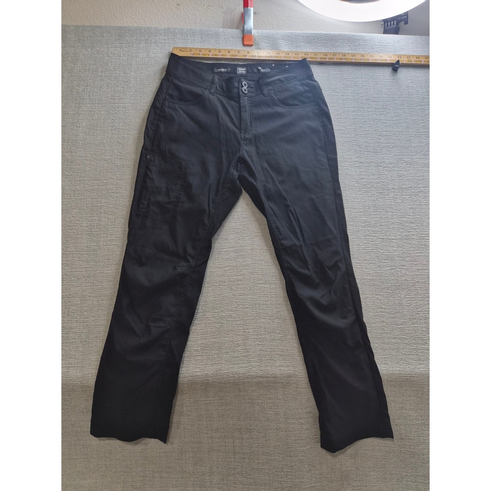 Prana Pants Womens 6 Black Zip Fly Utility Pockets Straight Fit Hiking Travel